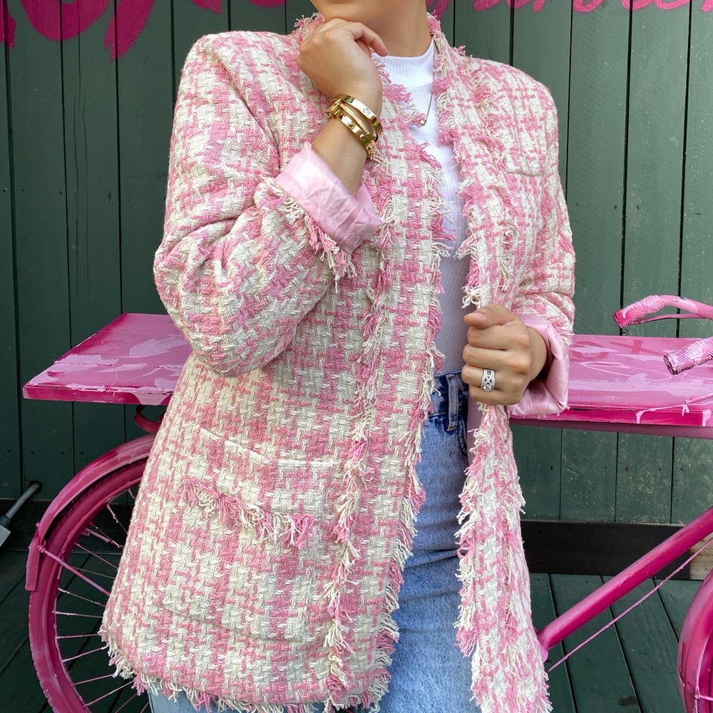 Pink tweed Women's blazer